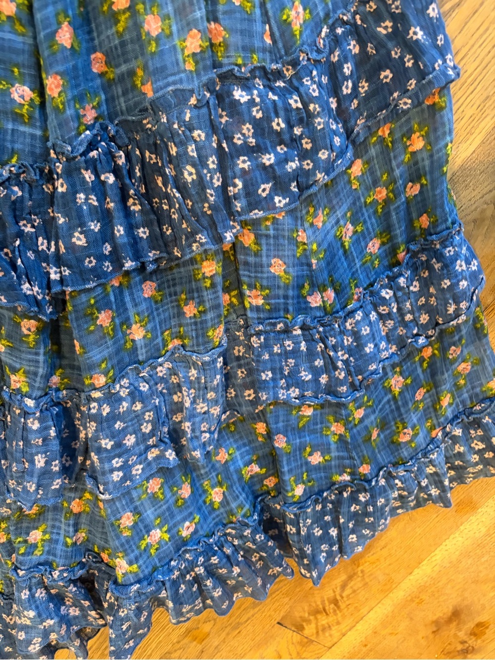 Free People FP ONE Brynn Printed Maxi Skirt Smocked Tiered Ruffle . Size small - Picture 5 of 7